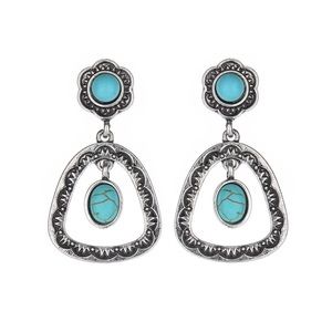 Antique Silver Natural Stone Statement Earrings
